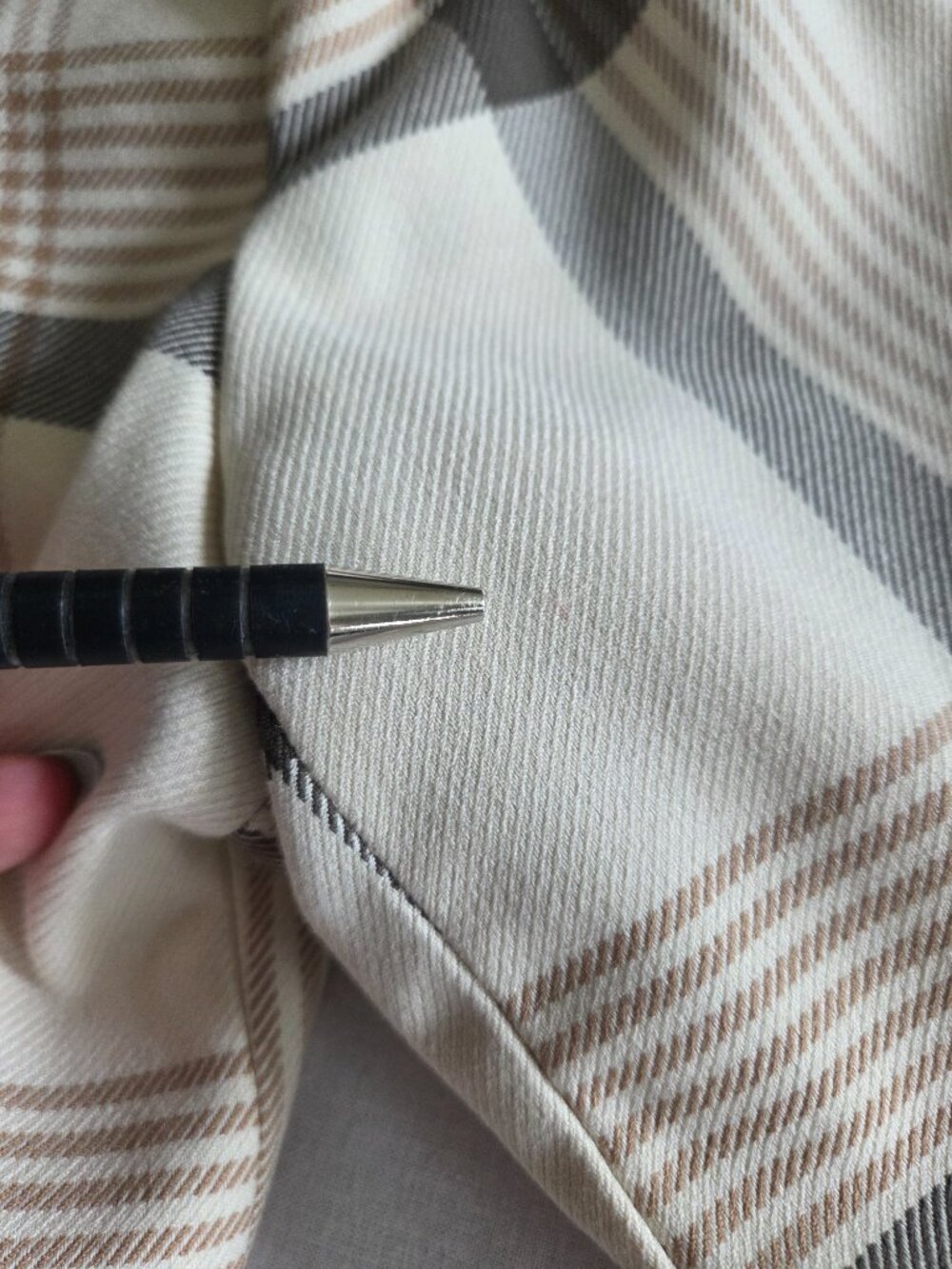 Plaid Double-Breasted Blazer Jacket in Cream - Picture 16 of 16